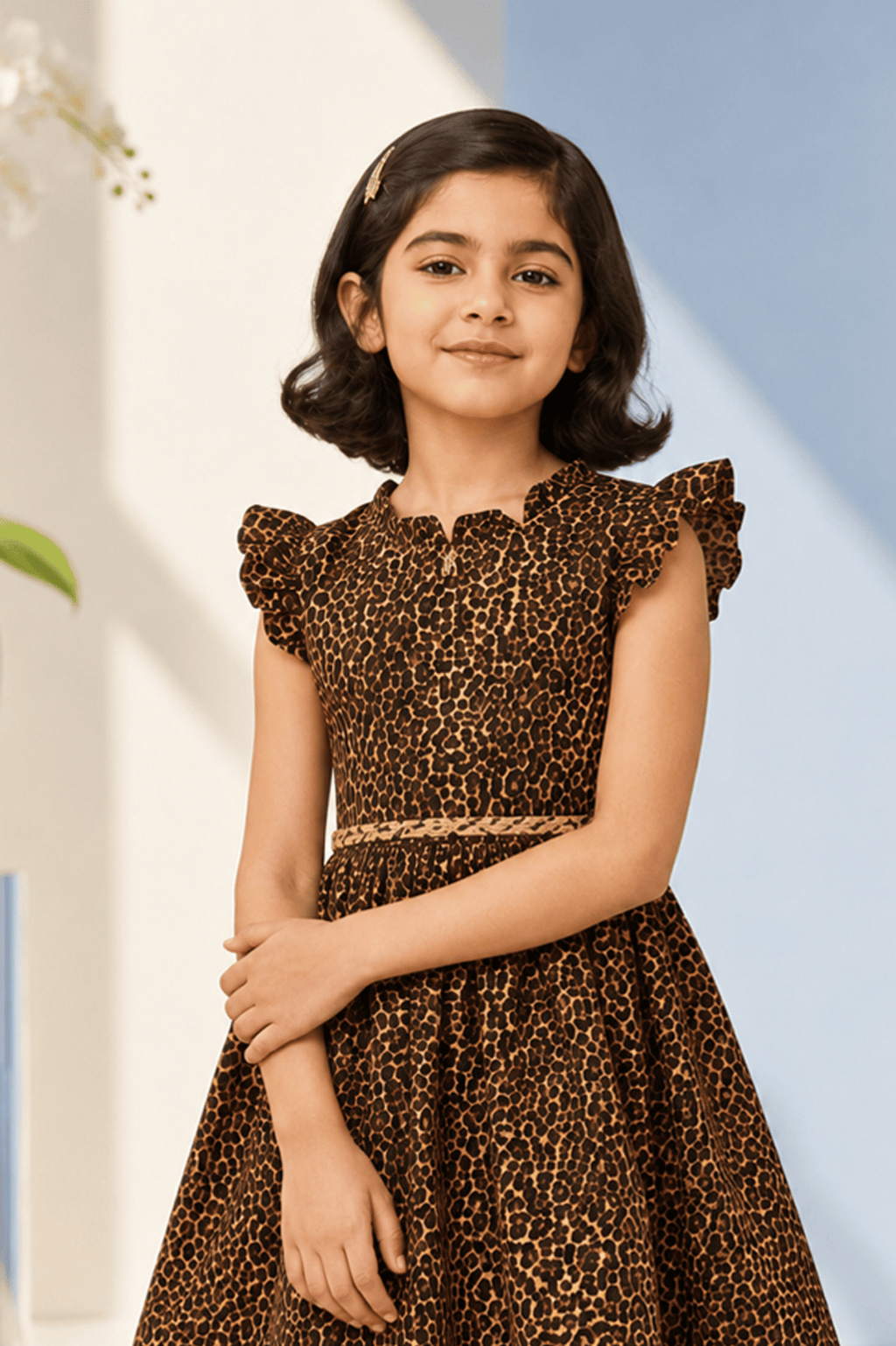 Girls Leopard Print Fit & Flare Party Dress | SFW-006