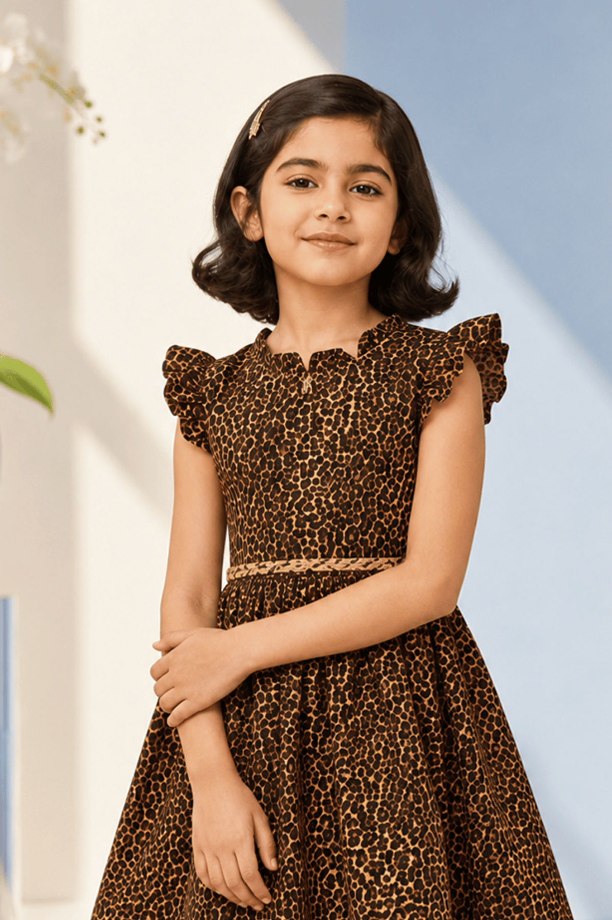 Girls Leopard Print Fit & Flare Party Dress | SFW-006