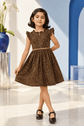 Girls Leopard Print Fit & Flare Party Dress | SFW-006
