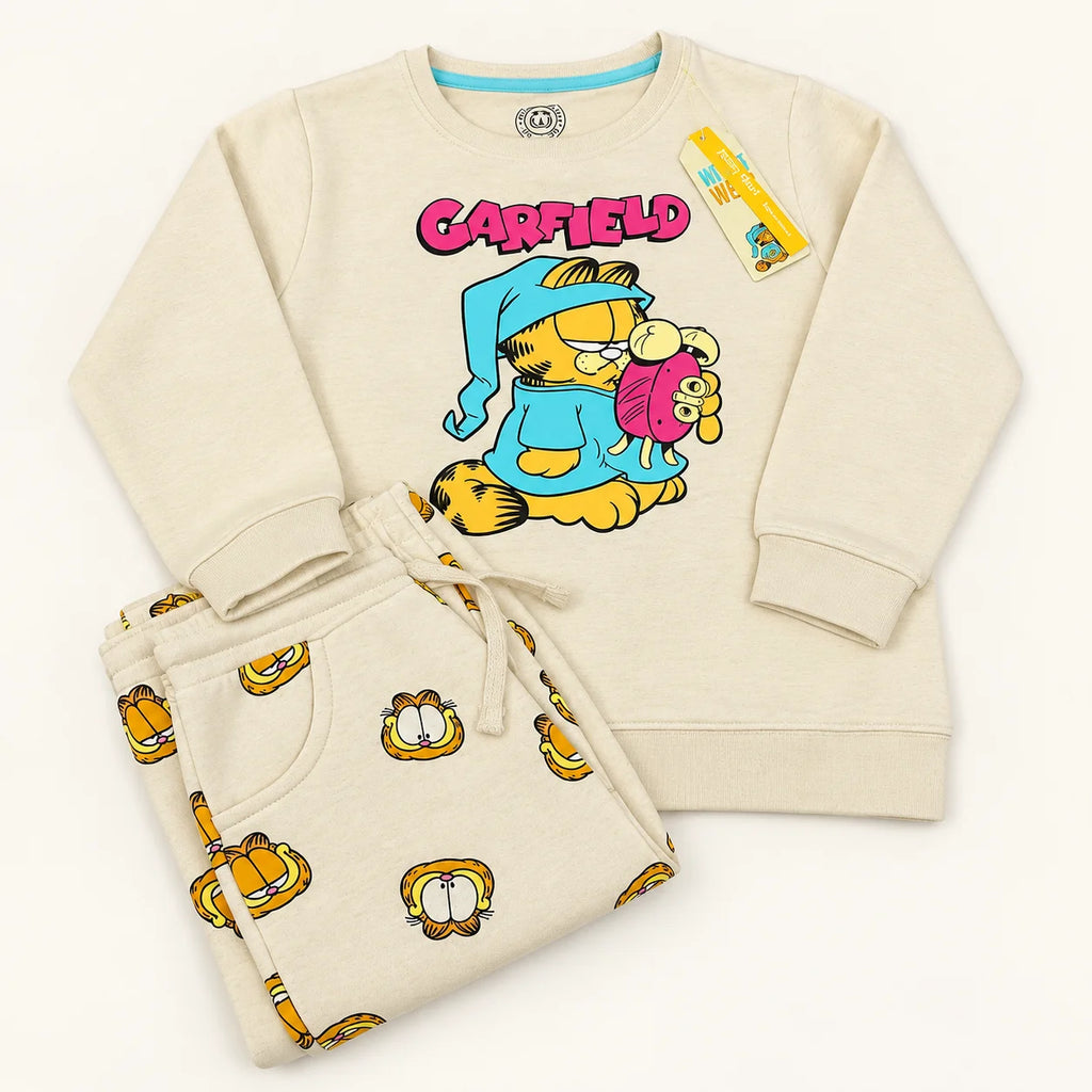 Garfield Cream Printed Kids 2-Piece Tracksuit