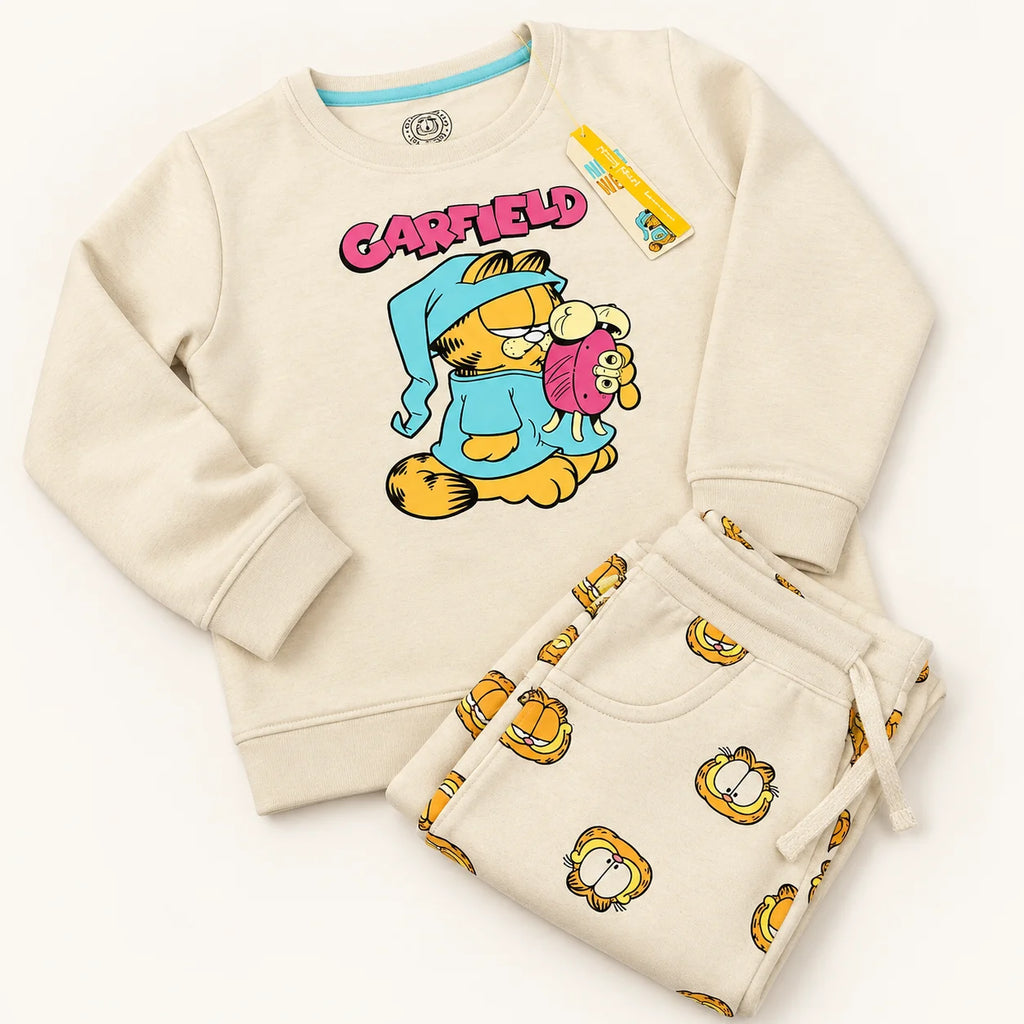 Garfield Cream Printed Kids 2-Piece Tracksuit