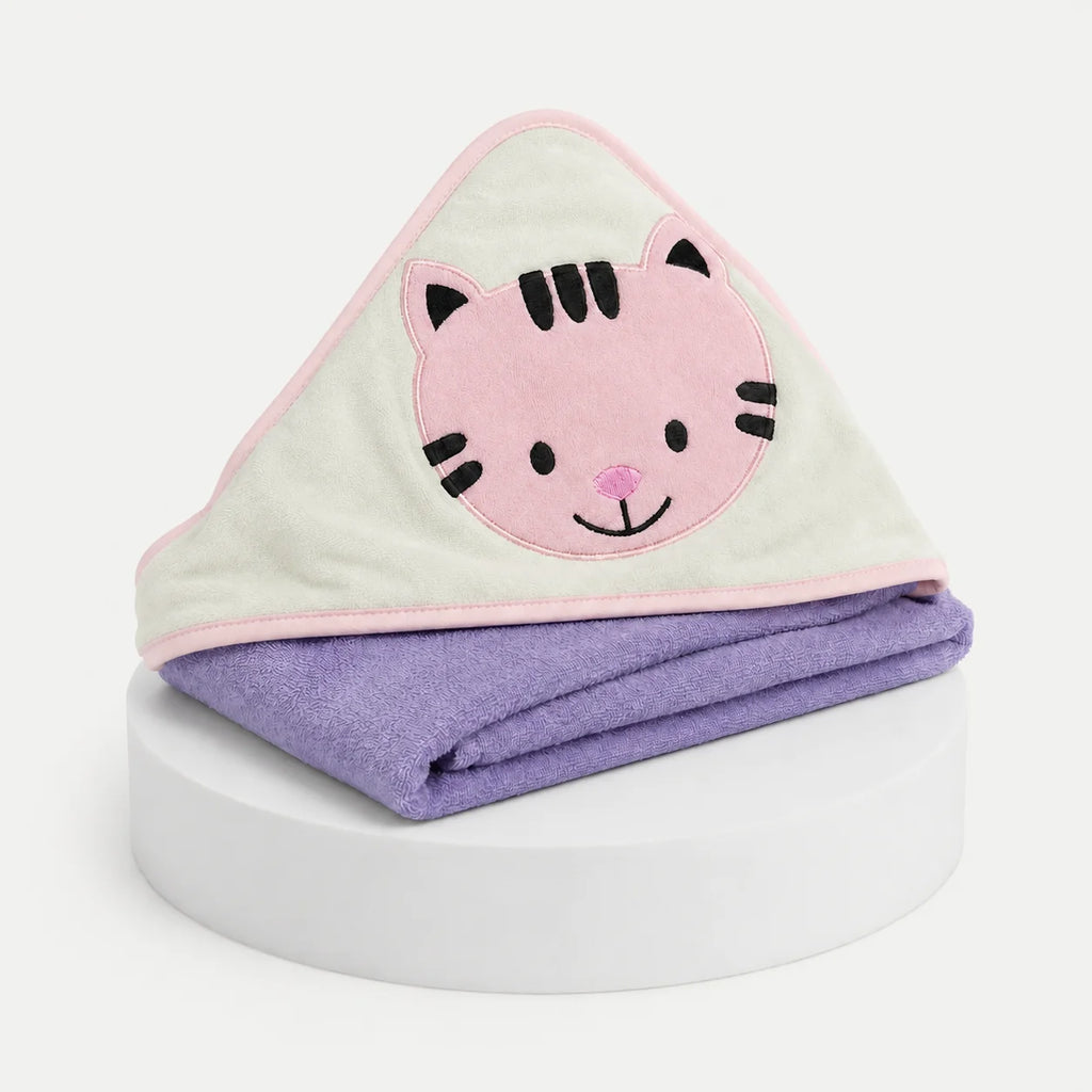 Purple Cat Hooded Baby Towel