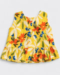 Yellow Floral Peplum Summer Top for Girls