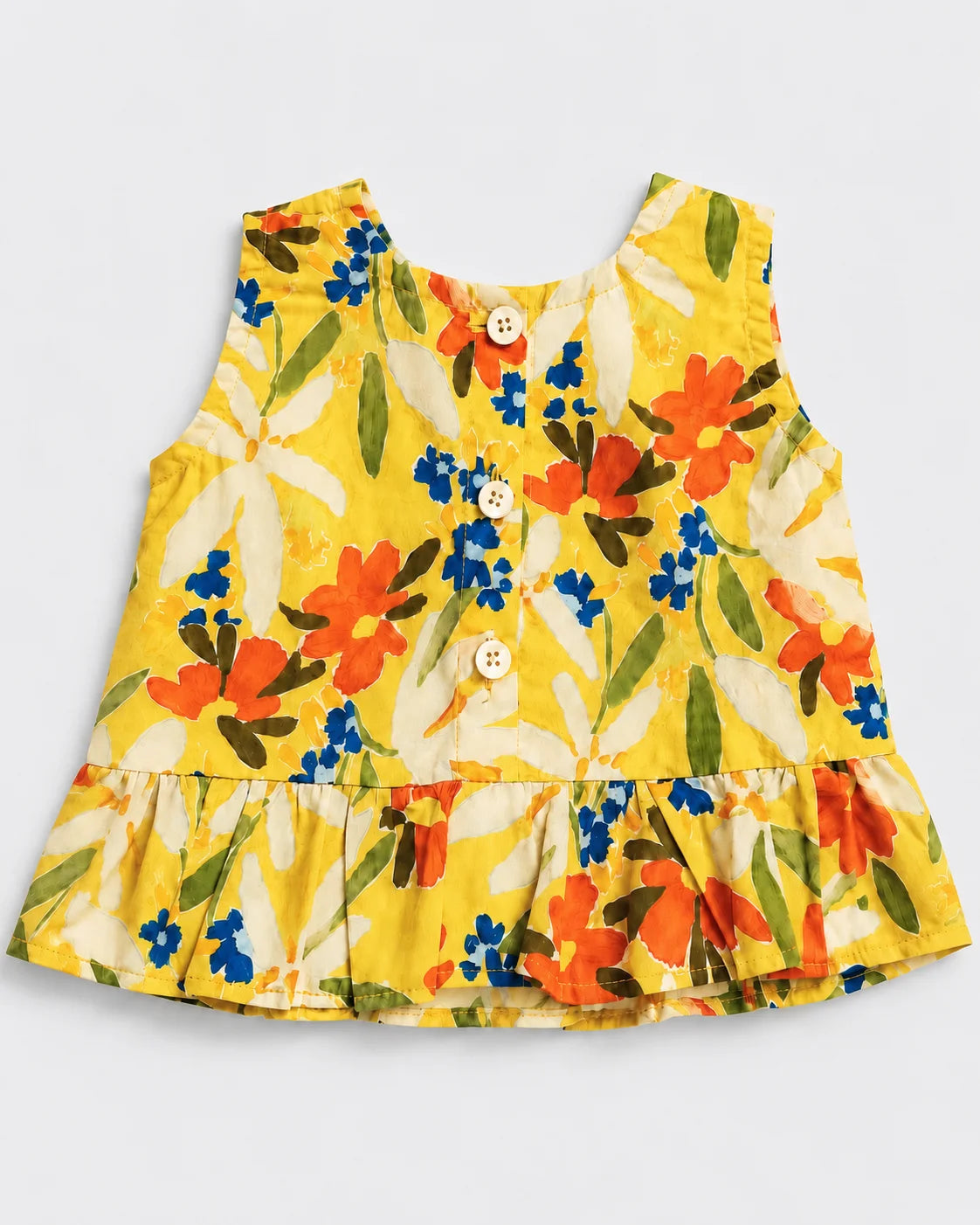 Yellow Floral Peplum Summer Top for Girls