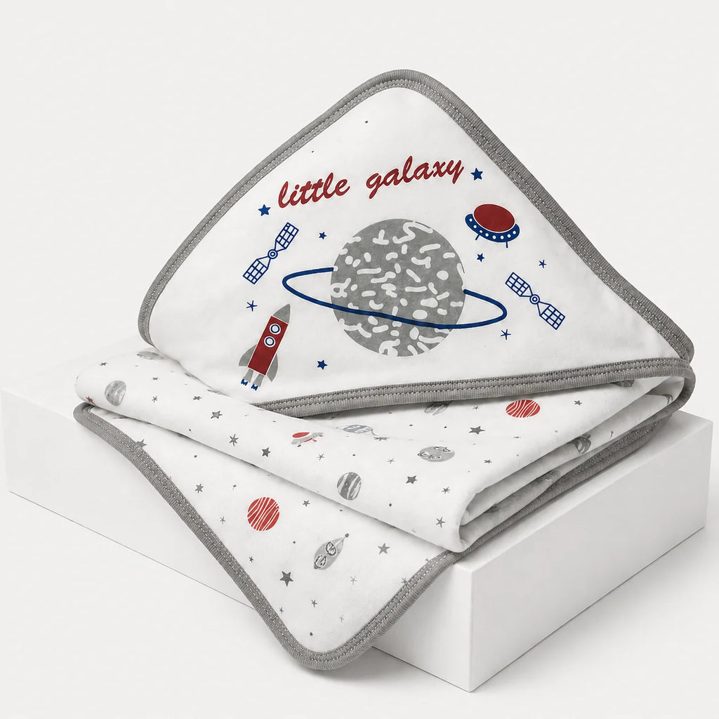 White Space Print Hooded Baby Towel