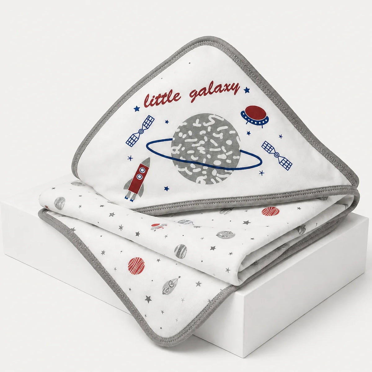 White Space Print Hooded Baby Towel