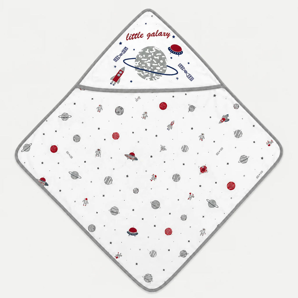 White Space Print Hooded Baby Towel