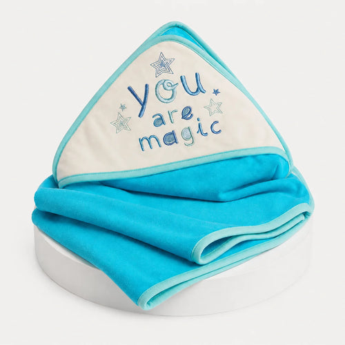 Blue You Are Magic Hooded Baby Towel