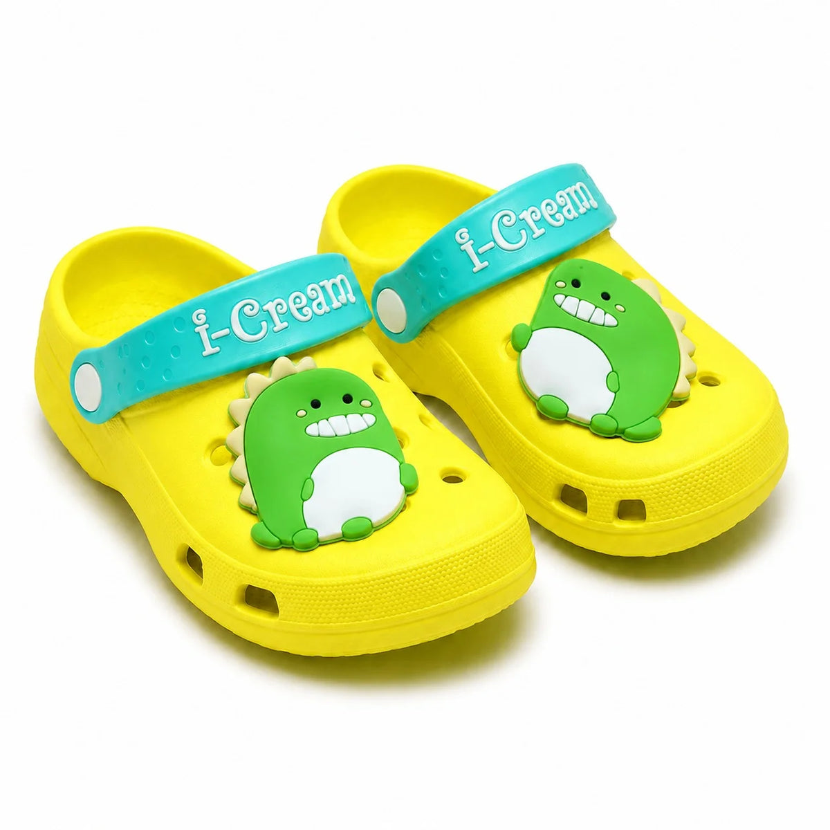 Kids Lime Green Dinosaur Clogs – Happy Dino | SH-005