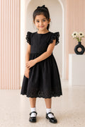 Girls Black Embroidered Frock | SF-001