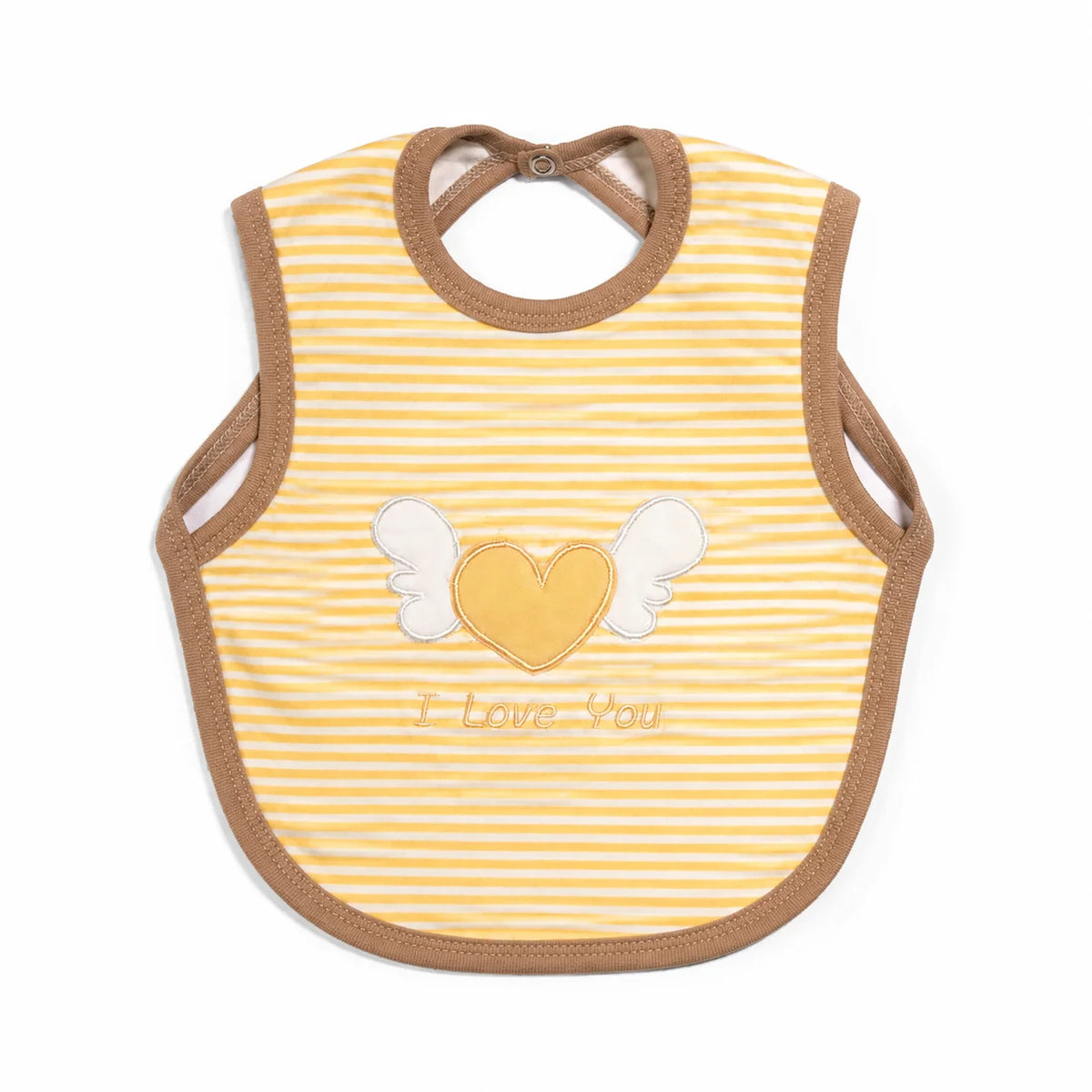 Yellow & White Striped Heart Baby Bib