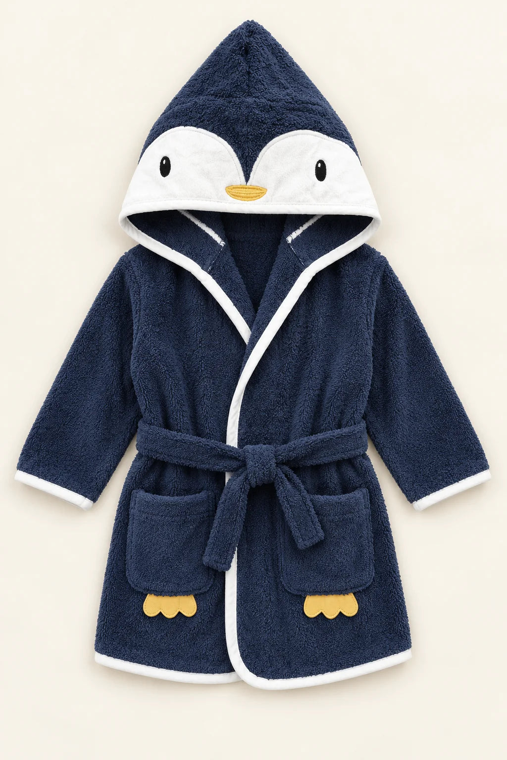 Navy Blue Penguin Hooded Bathrobe for Kids