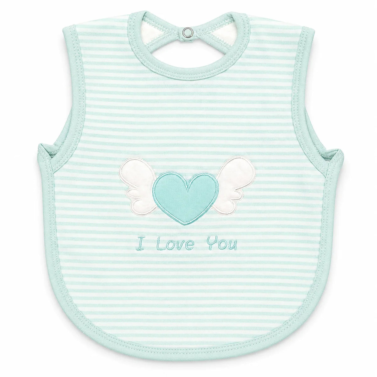 Mint Green Striped Heart Baby Bib