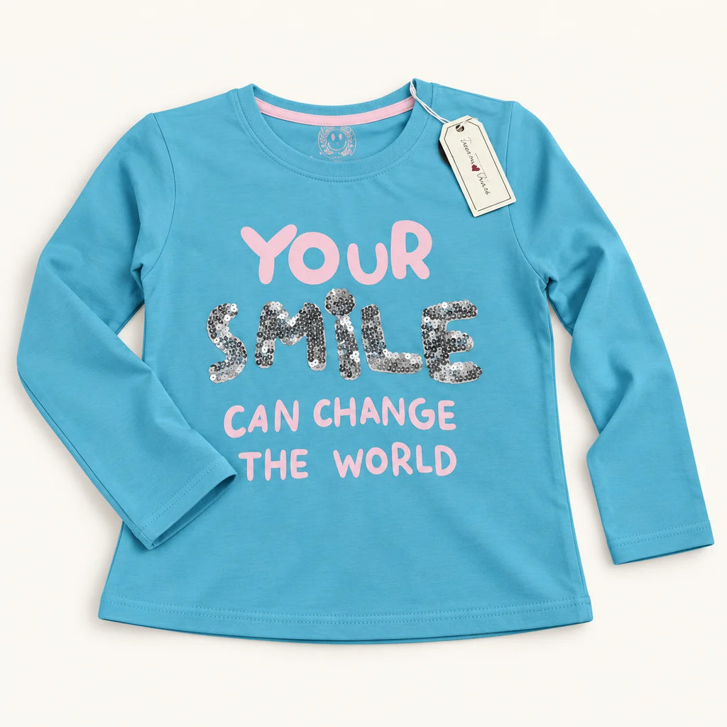 Turquoise Smile Top & Mustard Embroidered Blouse – Pack of 2