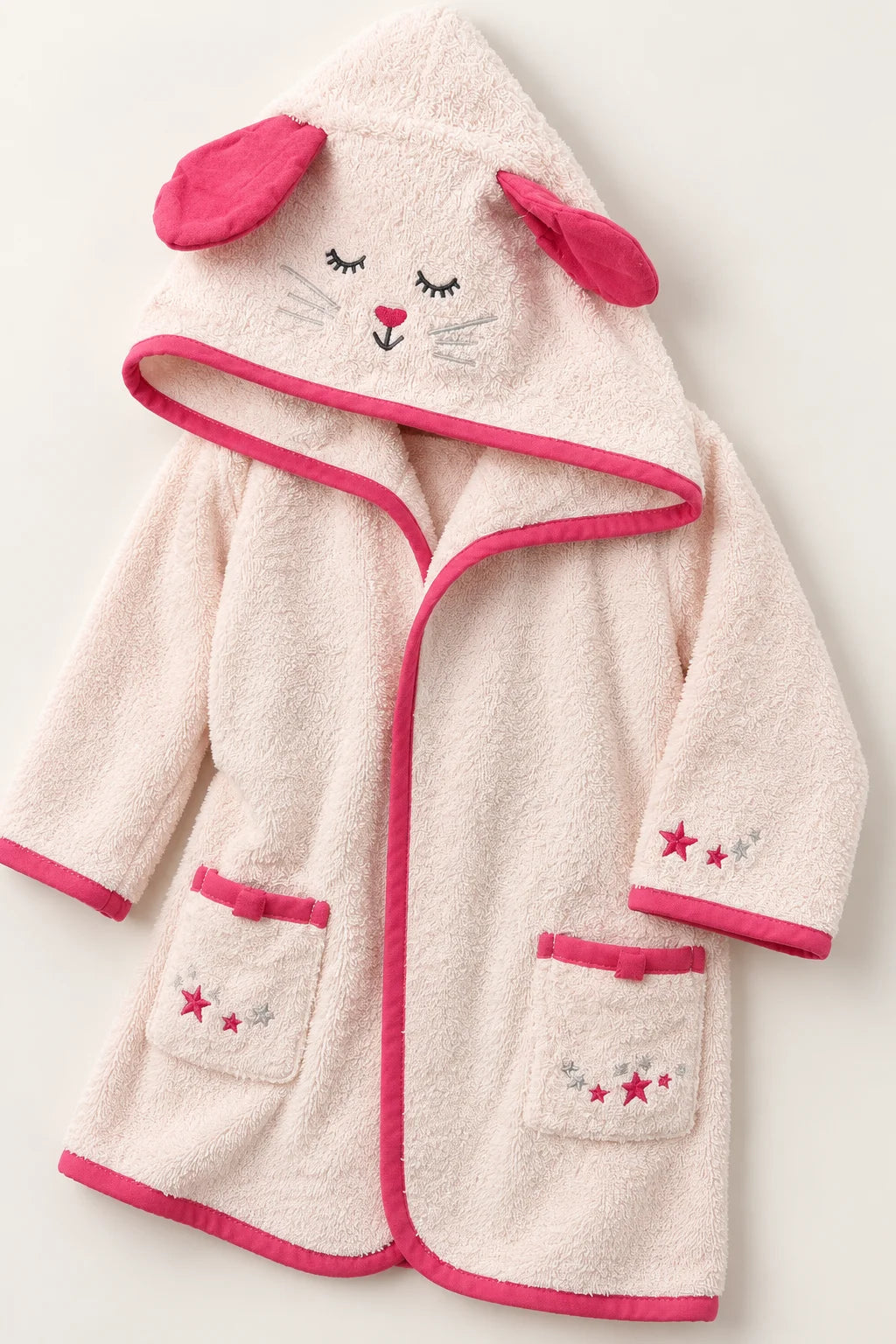 Light Pink Bunny Hooded  Bathrobe for Kids