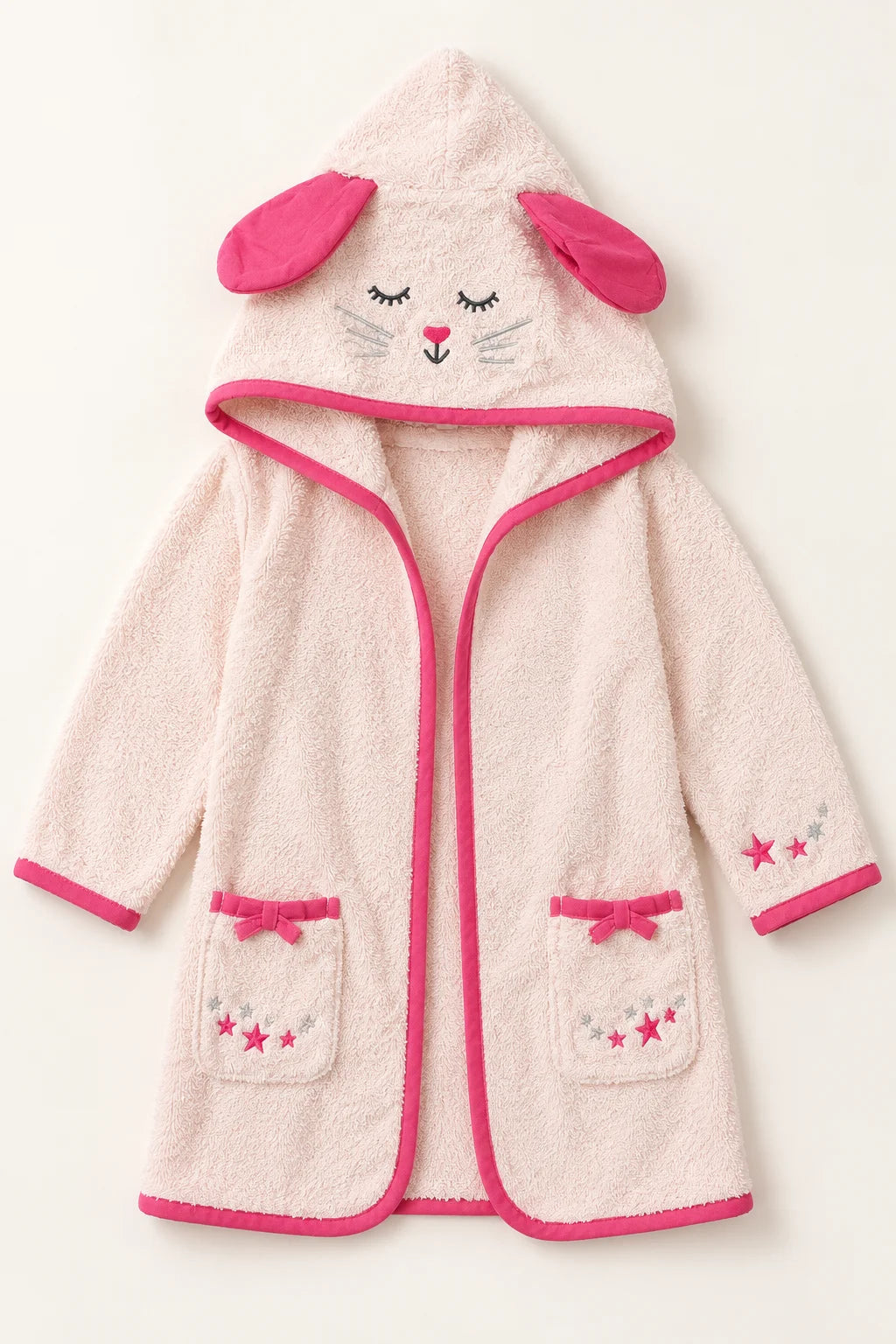 Light Pink Bunny Hooded  Bathrobe for Kids