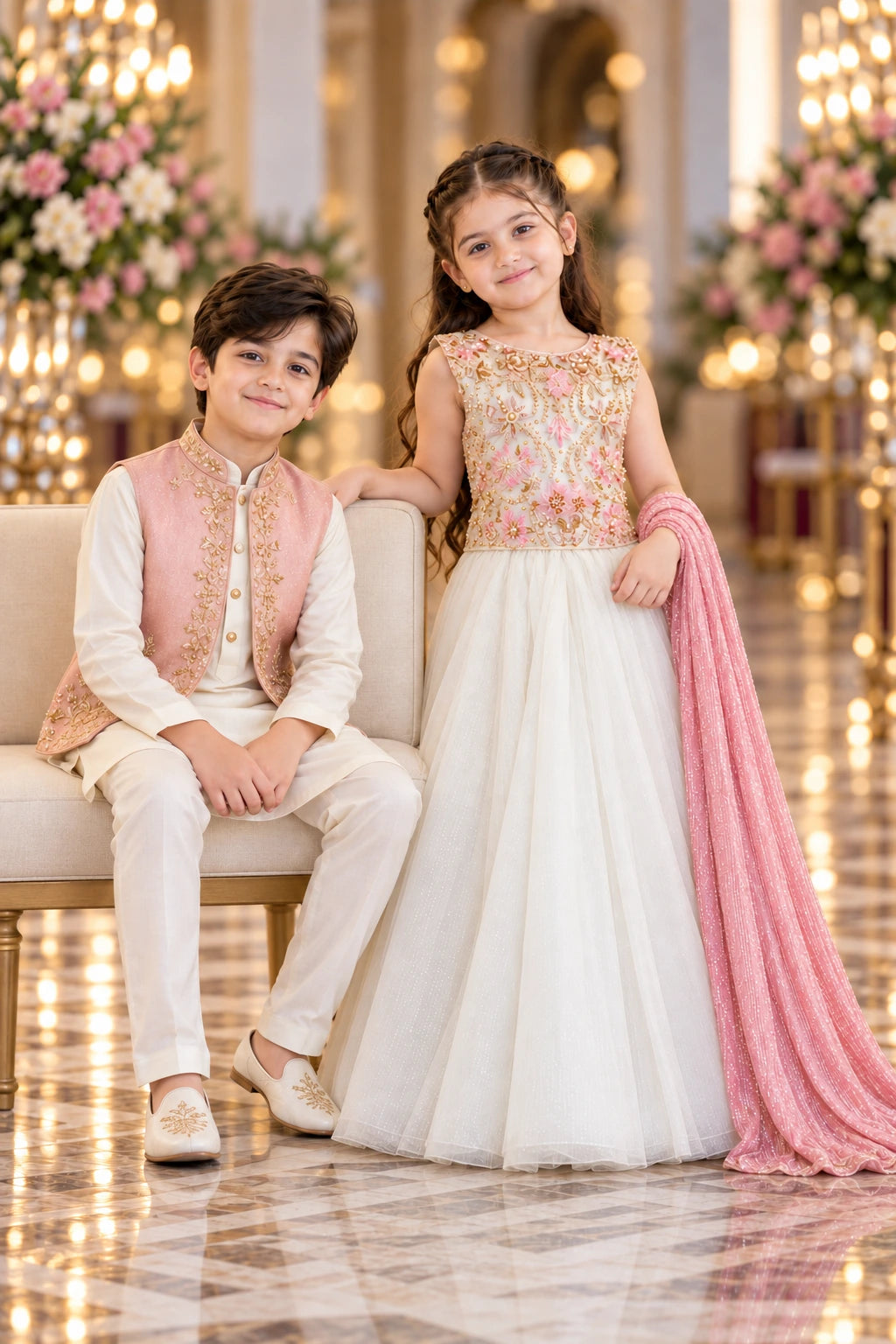 Customized Rose Ivory Sibling Matching Ensemble