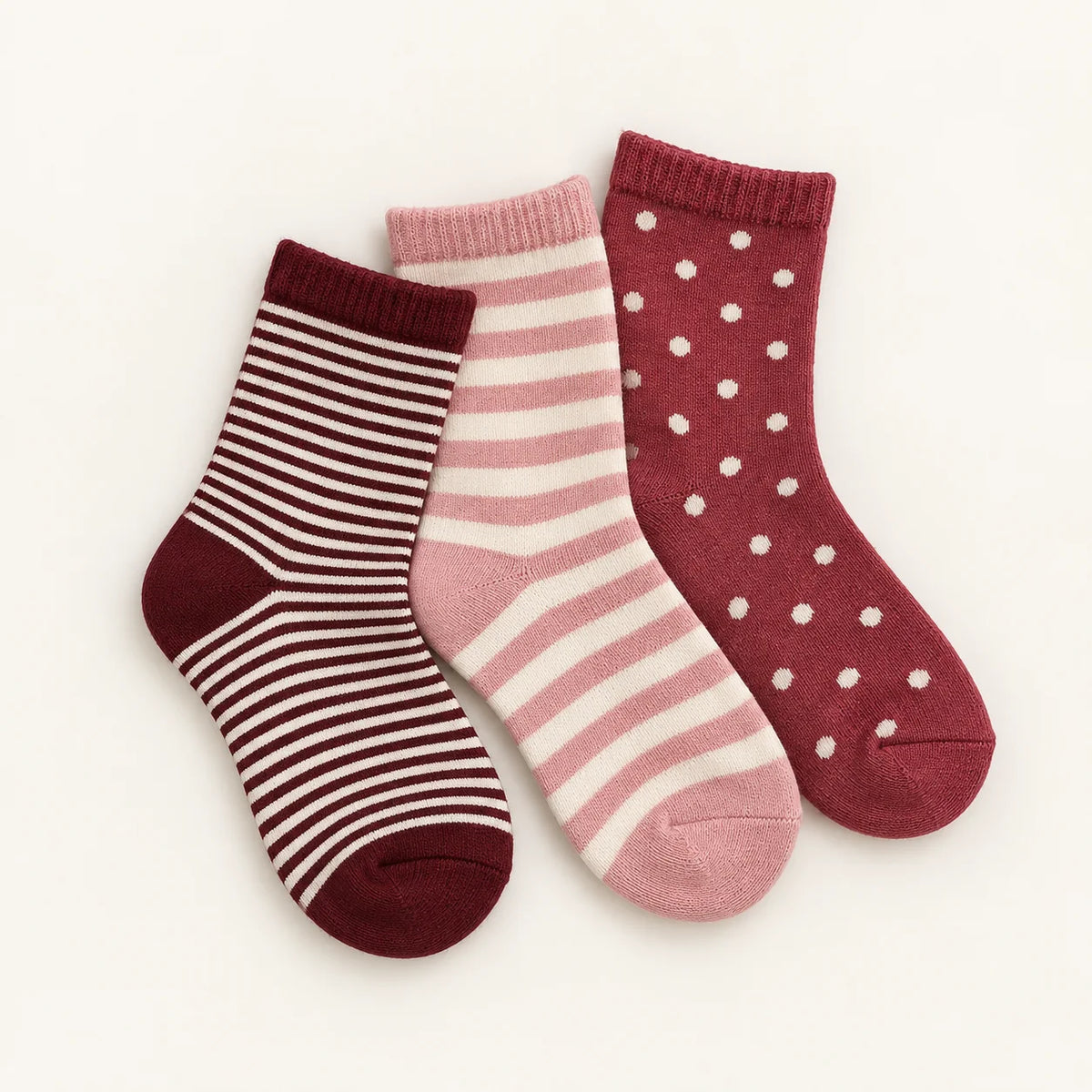 Girls Striped & Polka Dot Crew Socks – Pack of 3