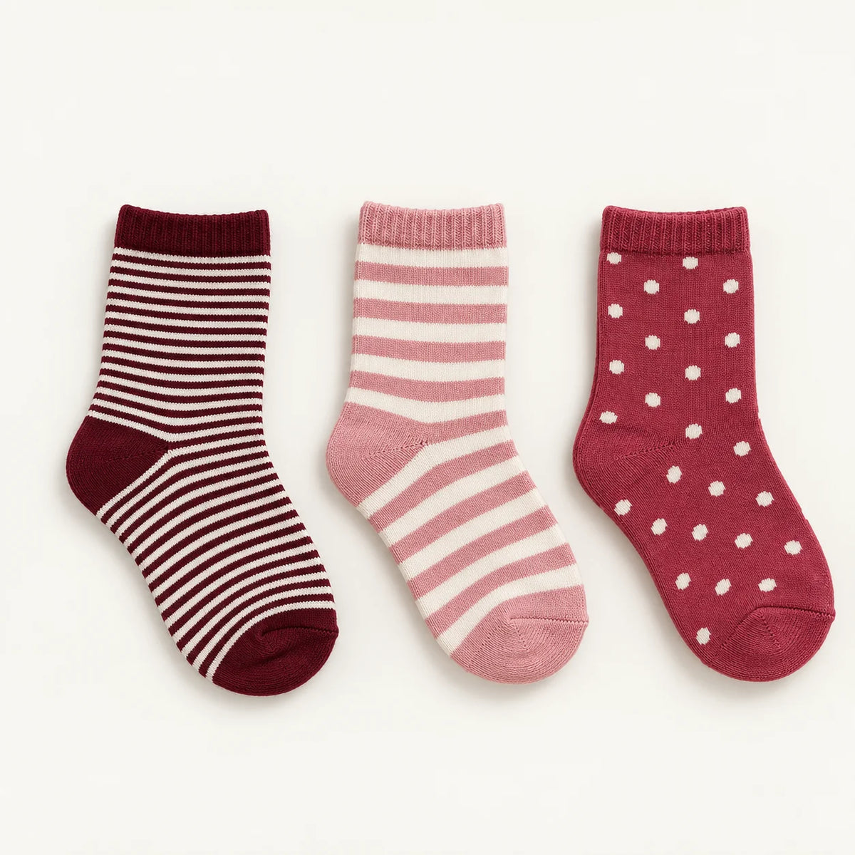 Girls Striped & Polka Dot Crew Socks – Pack of 3