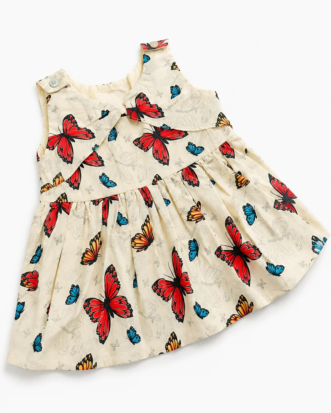 Butterfly Print Bow Summer Frock for Baby Girls