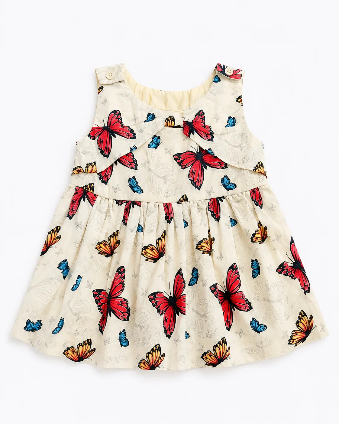 Butterfly Print Bow Summer Frock for Baby Girls