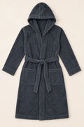 Dark Grey Hooded Bathrobe