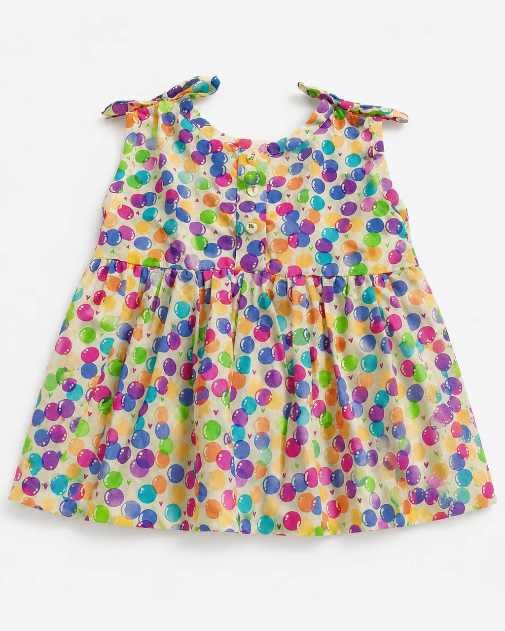 Multicolour Bubble-Print Tie-Shoulder Summer Frock for Baby Girls
