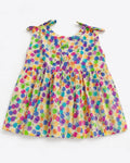 Multicolour Bubble-Print Tie-Shoulder Summer Frock for Baby Girls