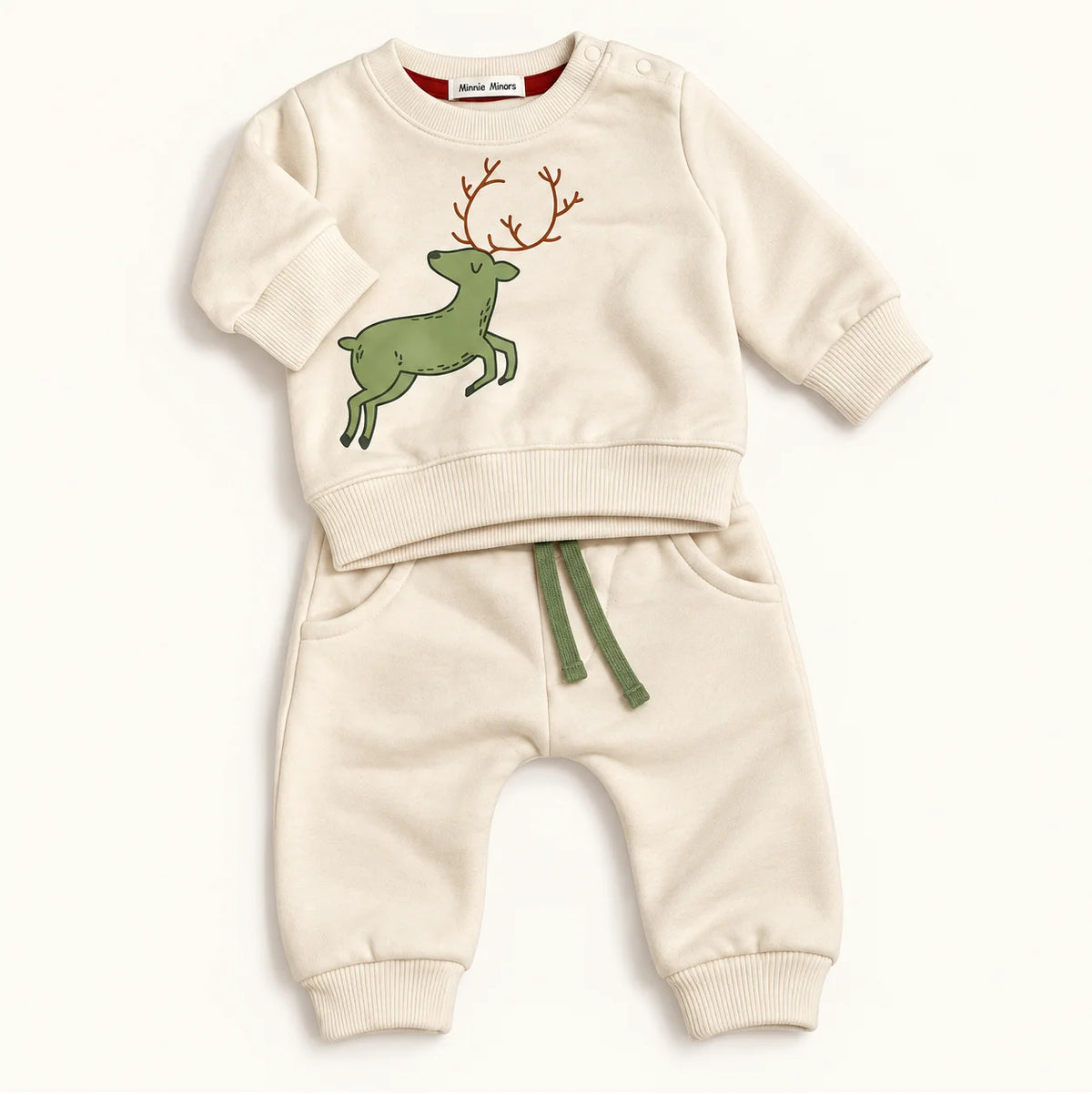 Minni Minors Cream Deer Print Baby Set