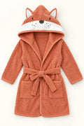 Rust Fox Hooded  Bathrobe for Kids