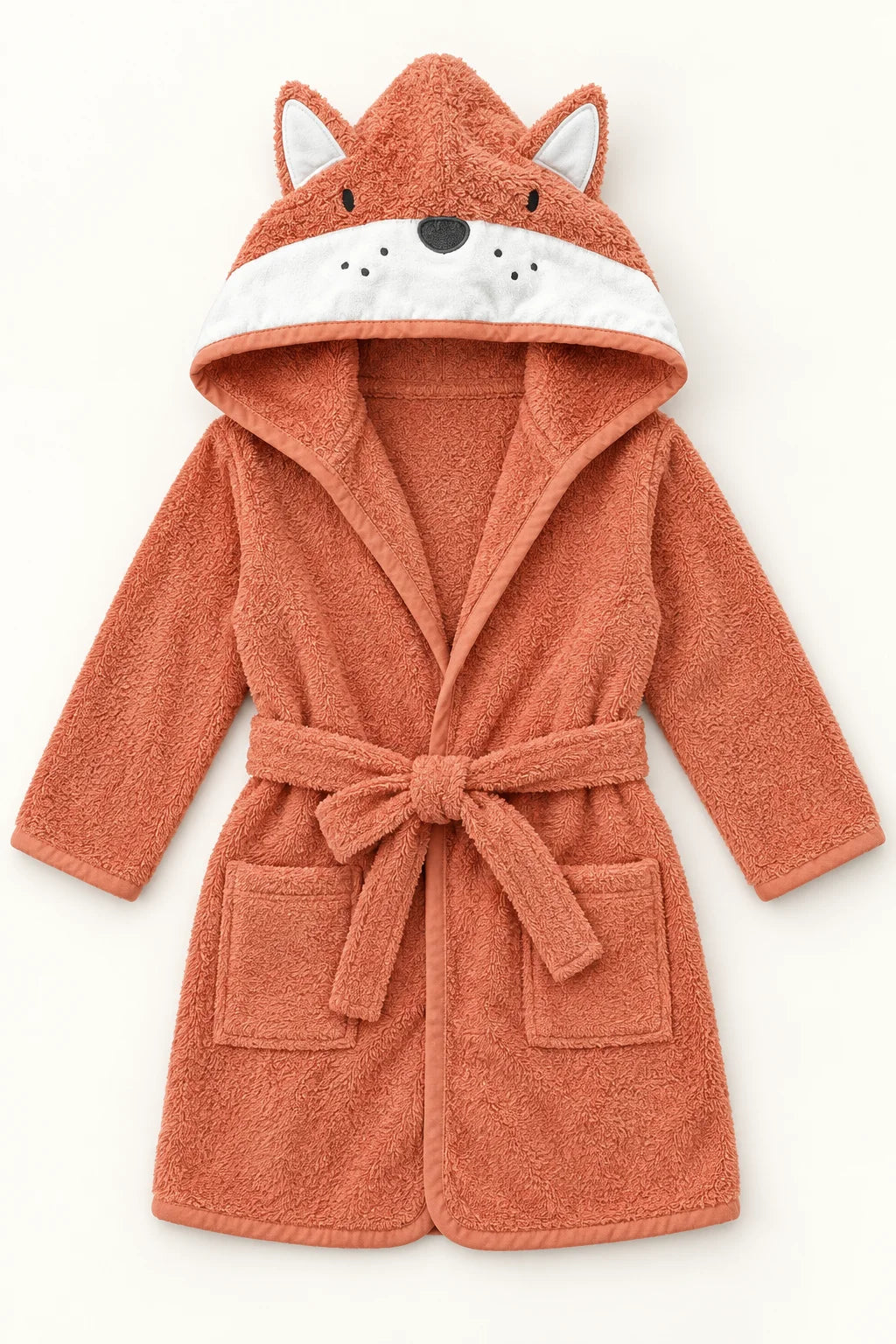 Rust Fox Hooded  Bathrobe for Kids
