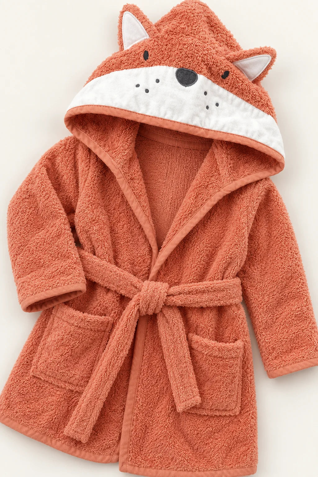 Rust Fox Hooded  Bathrobe for Kids
