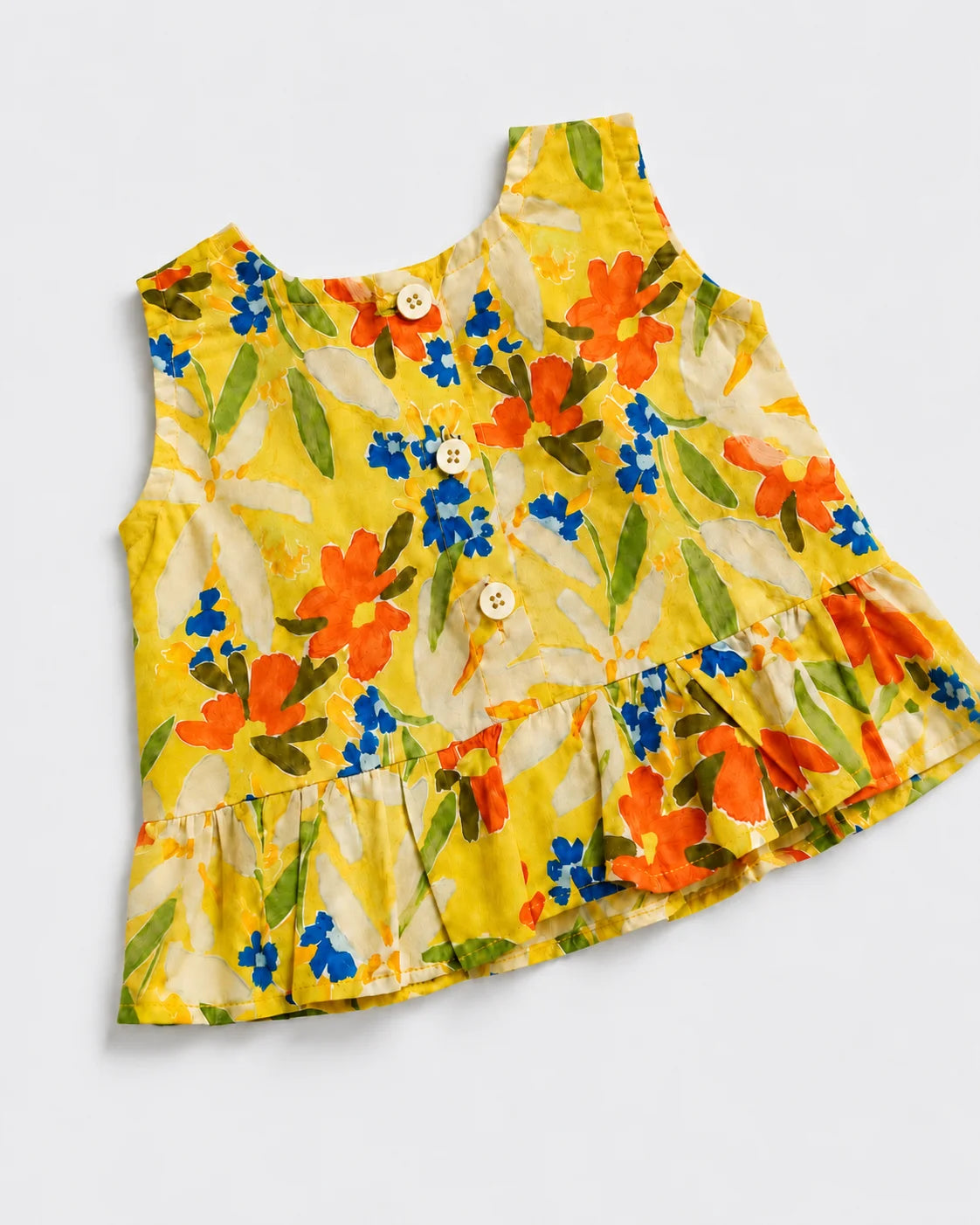 Yellow Floral Peplum Summer Top for Girls