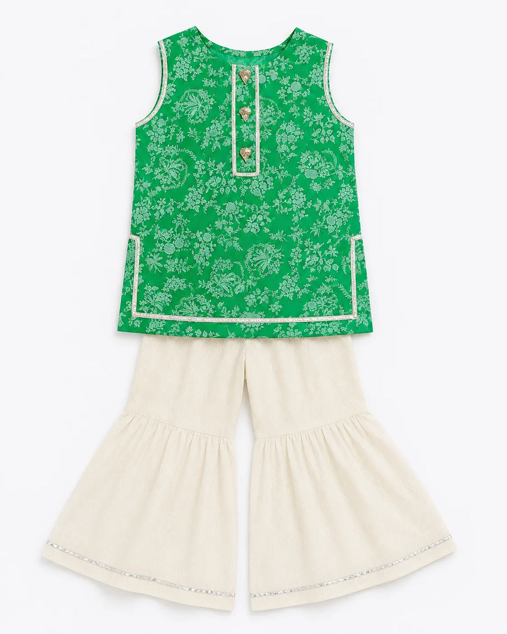 Green Printed Goti Shirt for Girls – Kurti Only