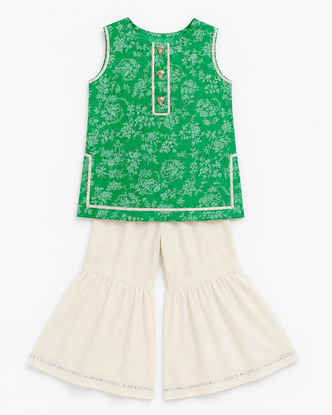 Green Printed Goti Shirt for Girls – Kurti Only
