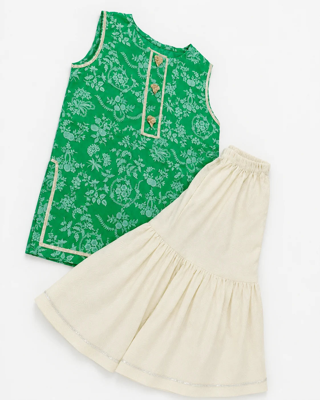 Green Printed Goti Shirt for Girls – Kurti Only