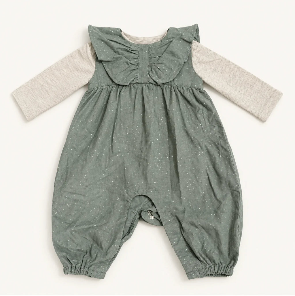 Sage Green Ruffle Baby Dungaree Outfit