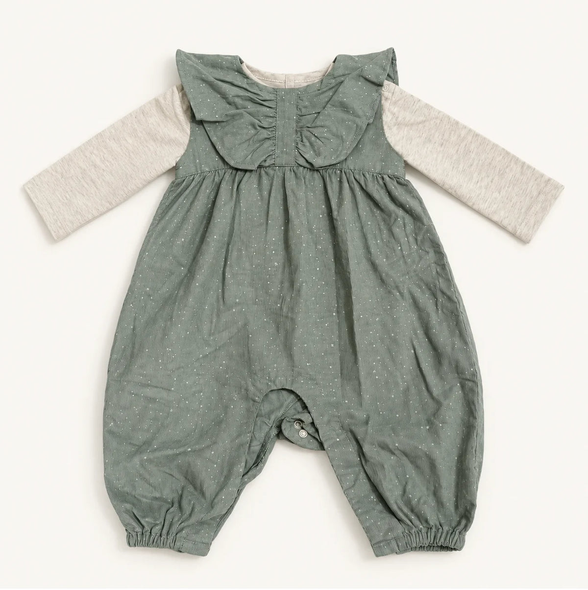 Sage Green Ruffle Baby Dungaree Outfit