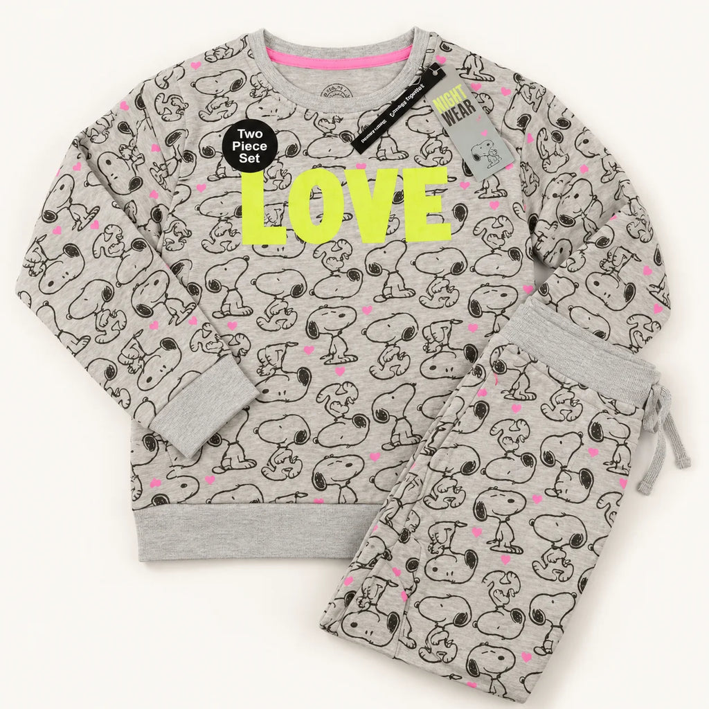 Snoopy Grey Printed Girls’ 2-Piece Tracksuit