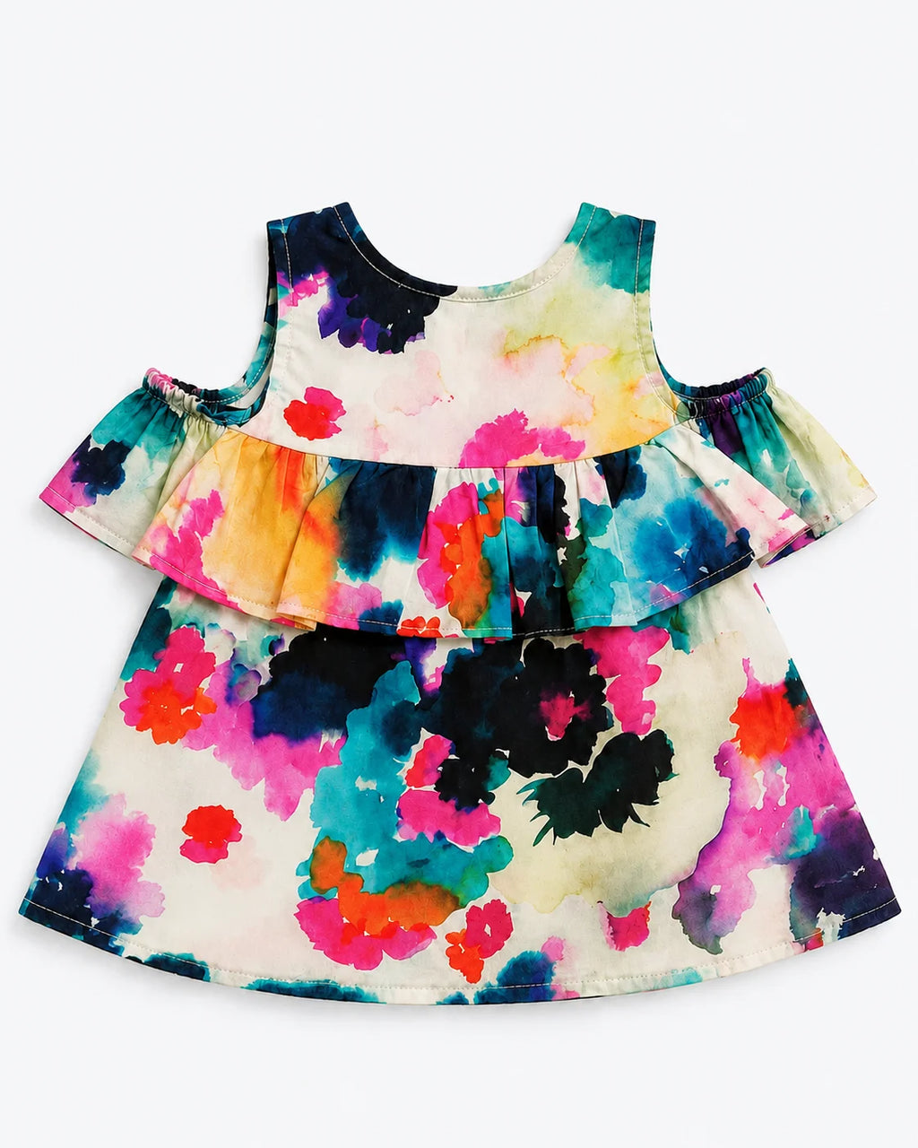 Multicolour Floral Cold-Shoulder Blouse for Baby Girls