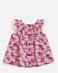 Rainbow Print Lace-Trim Summer Top for Baby Girls