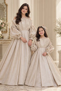 Customized Pearl Ivory Embellished Matching Long Maxi