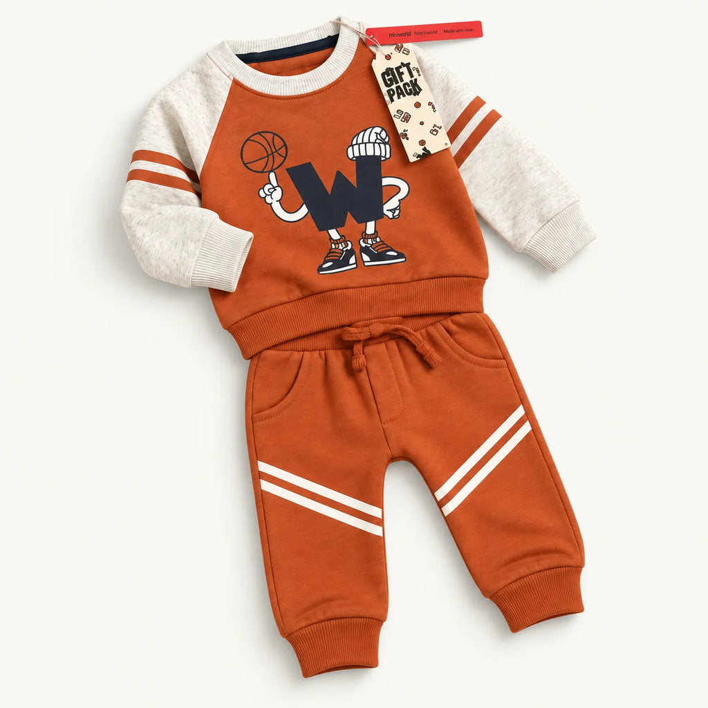 Rust & Light Blue Baby Tracksuits – Pack of 2