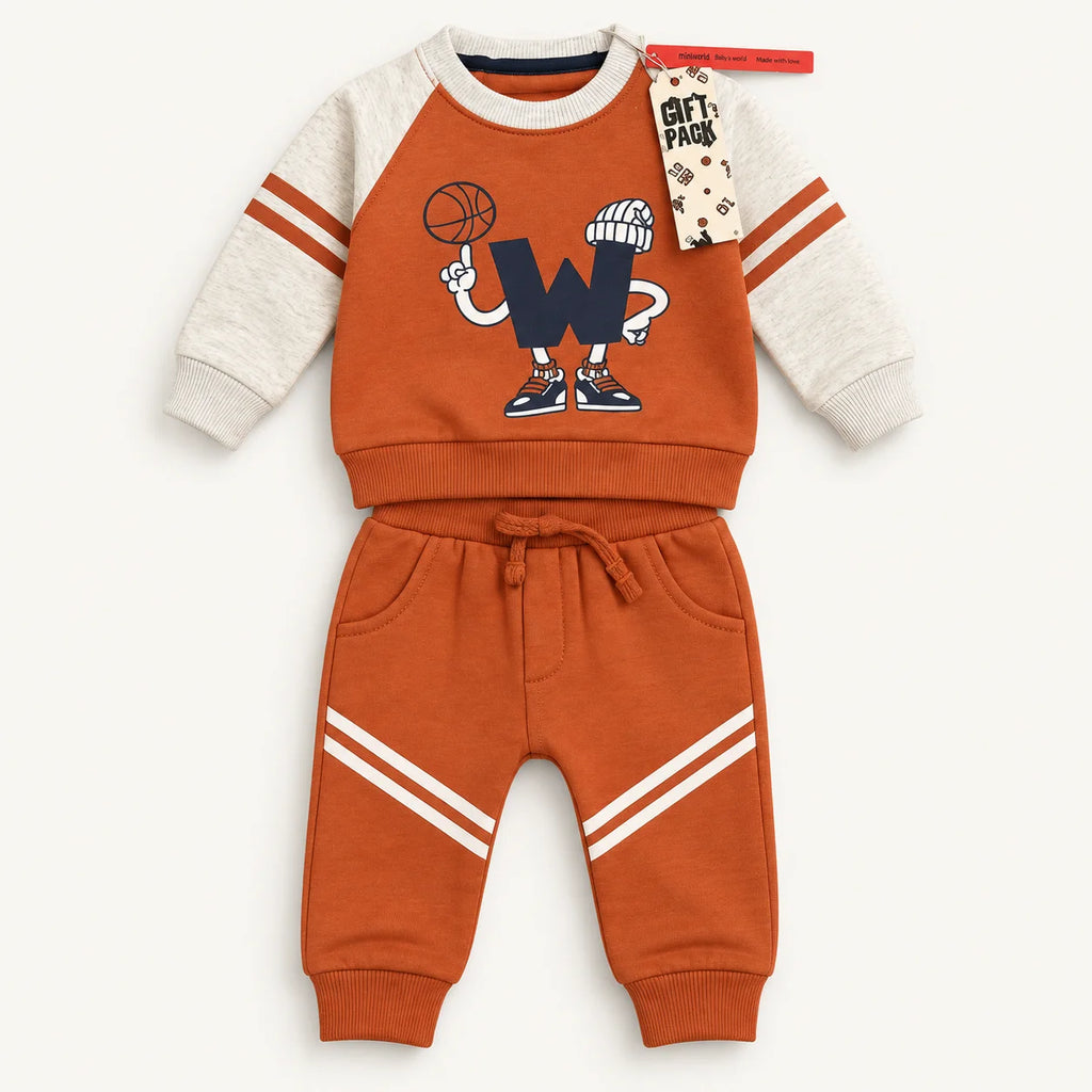 Rust & Light Blue Baby Tracksuits – Pack of 2