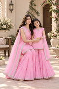 Customized Baby Pink Embellished Matching Sharara Set
