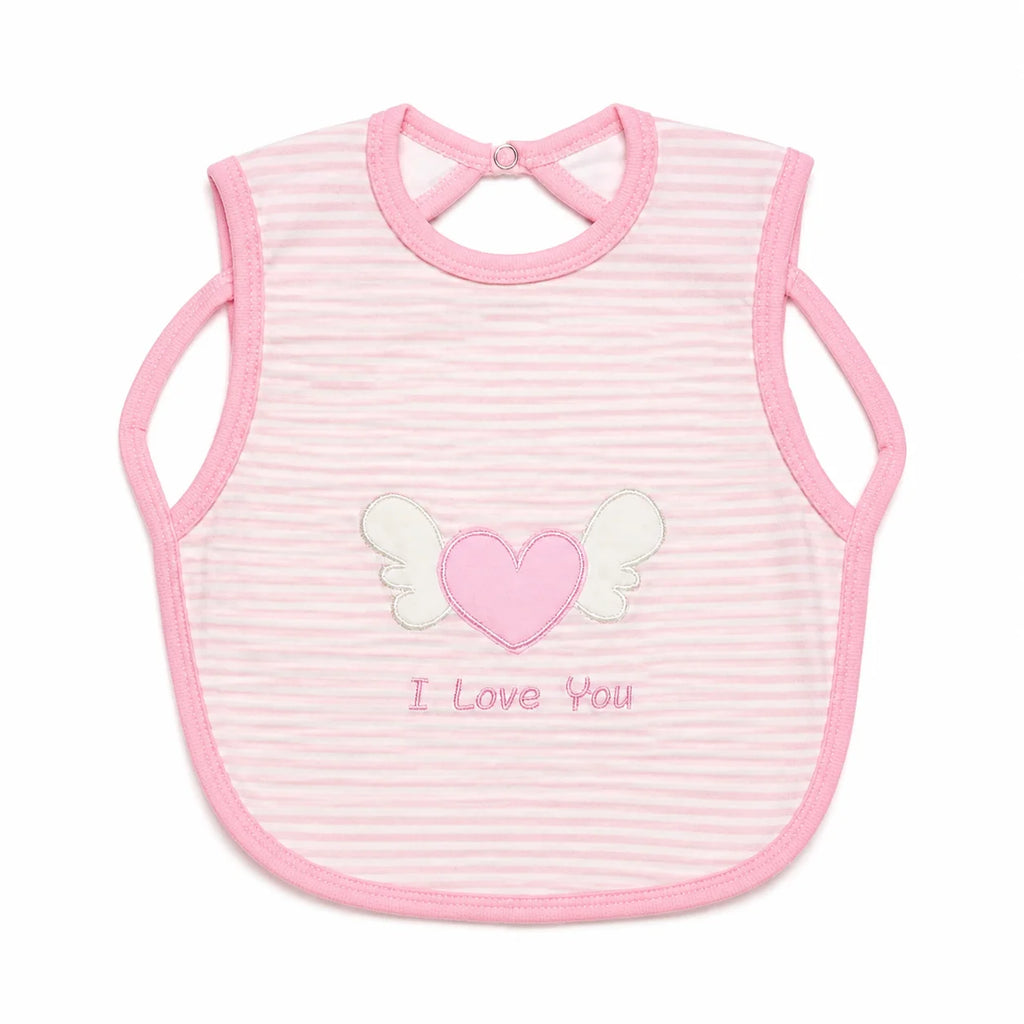 Pink & White Striped Heart Bib