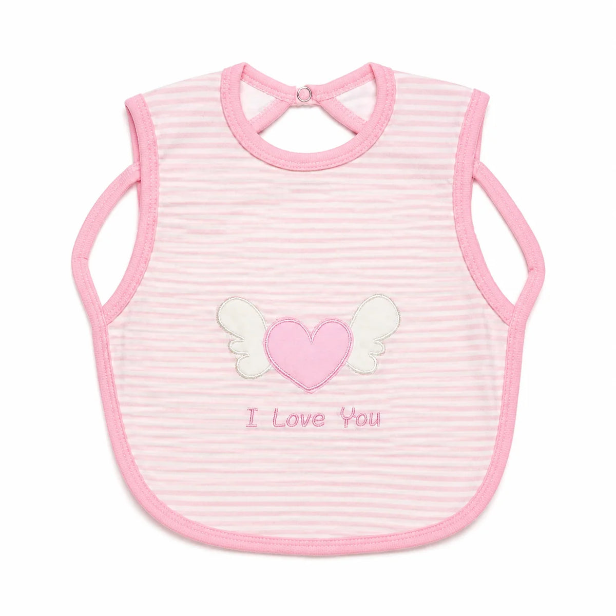 Pink & White Striped Heart Bib