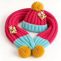 Minni Minors Pink Knitted Pom-Pom Cap and Scarf Set