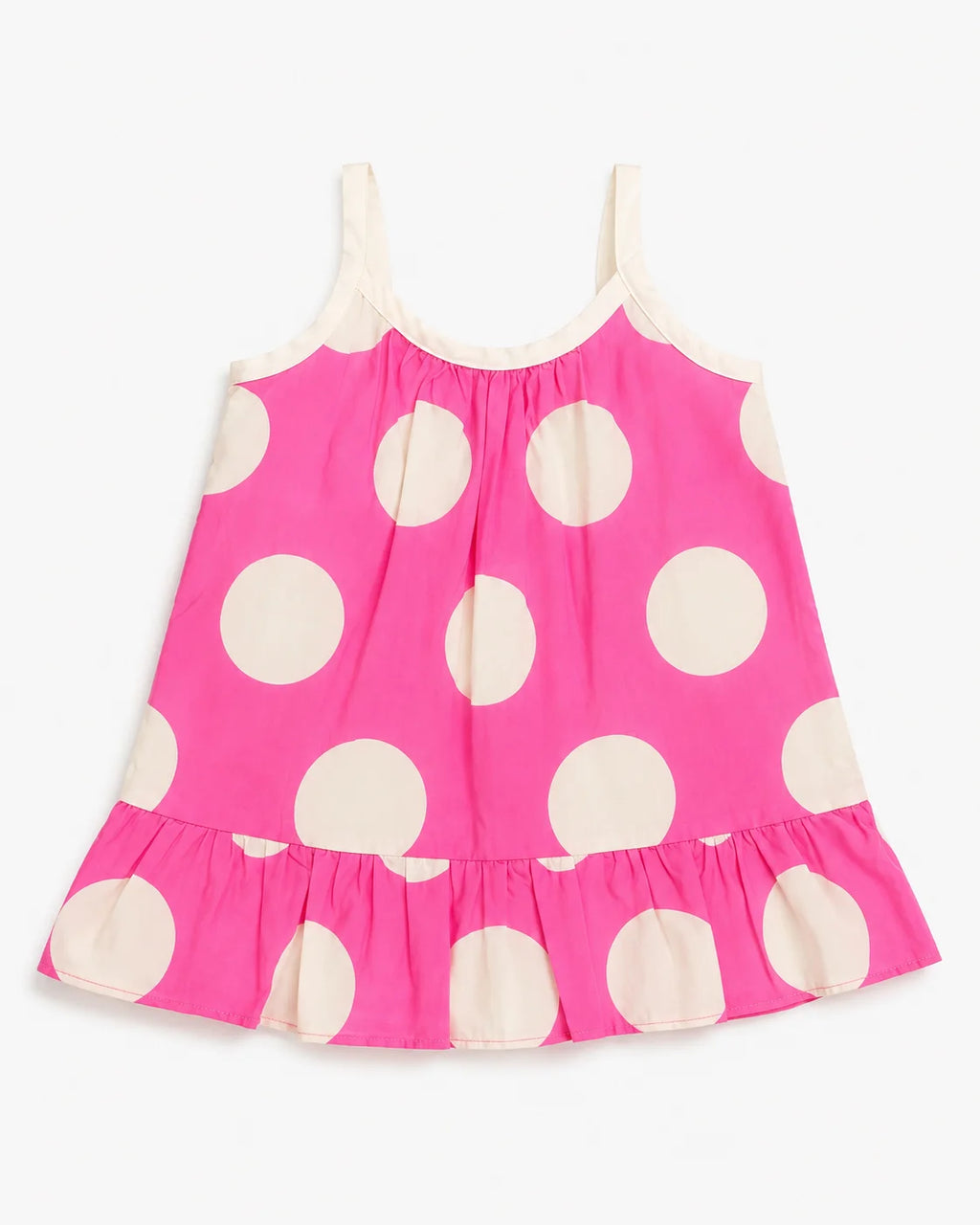 Pink Polka Dot Ruffle-Hem Summer Tunic for Girls