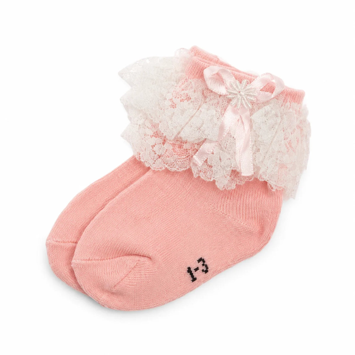 Baby Pink Lace Frill Socks for Girls